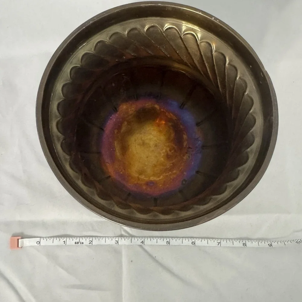 Vintage Solid Brass Planter Bowl Petina Swirl Design 5.5